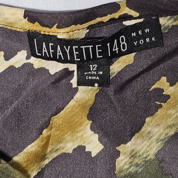 Lafayette 148 New York 100% Silk Top Blouse Shirt Women Size 12 - Picture 4 of 14